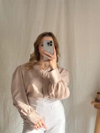 Keten V Yaka Gömlek - Görsel 3